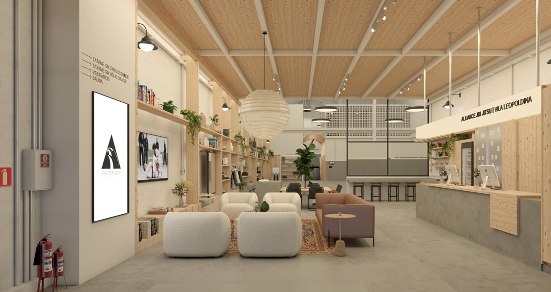 Recepção e lounge da unidade